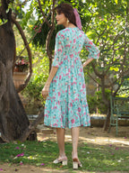 Janasya Bright Georgette Floral Tiered Dress | Grocsy