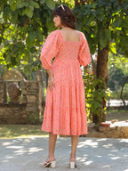 Janasya Light Georgette Floral Tiered Dress | Grocsy