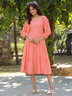 Janasya Light Georgette Floral Tiered Dress | Grocsy