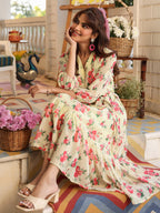 Janasya Bright Georgette Floral Fit & Flare Dress | Grocsy