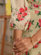 Janasya Bright Georgette Floral Fit & Flare Dress | Grocsy