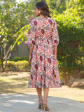 Janasya Light Georgette Floral Fit & Flare Dress | Grocsy