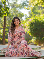 Janasya Light Georgette Floral Fit & Flare Dress | Grocsy