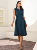 Janasya Dark Rayon Solid A-Line Dress | Grocsy