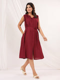 Janasya Dark Rayon Solid A-Line Dress | Grocsy