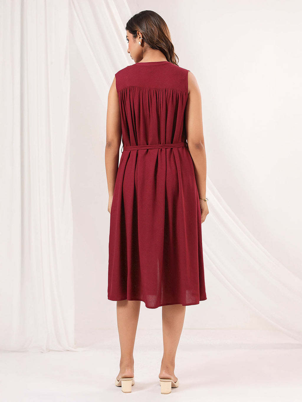 Janasya Dark Rayon Solid A-Line Dress | Grocsy