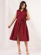 Janasya Dark Rayon Solid A-Line Dress | Grocsy