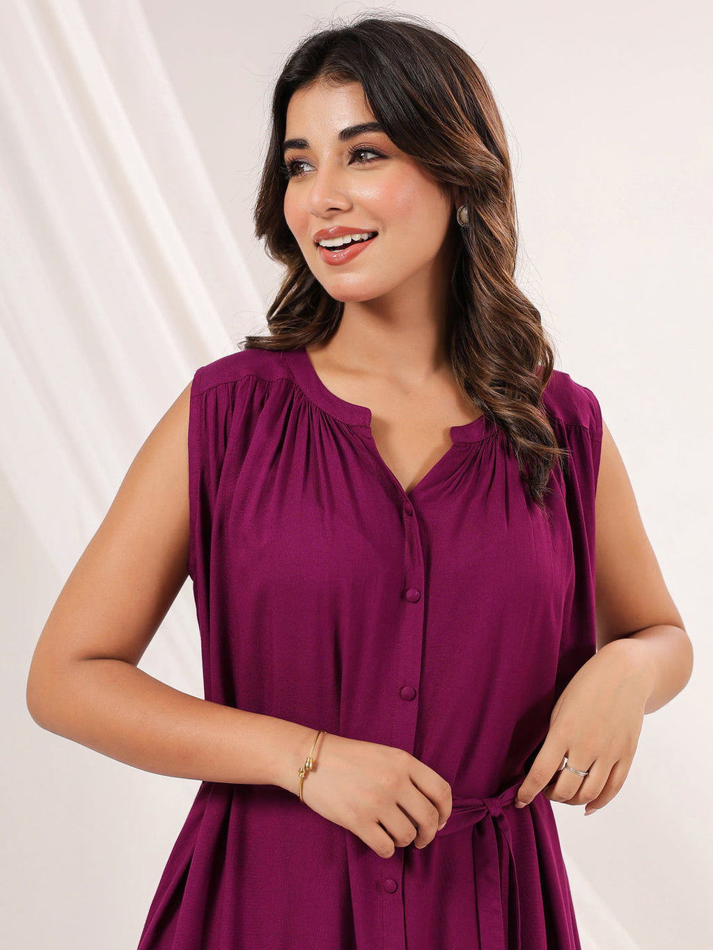 Janasya Dark Rayon Solid A-Line Dress | Grocsy