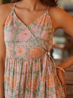 Janasya Light Cotton Floral Tiered Dress | Grocsy