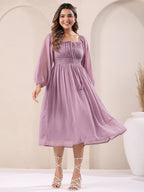 Janasya Light Dobby Chiffon Self Design Fit & Flare Dress | Grocsy