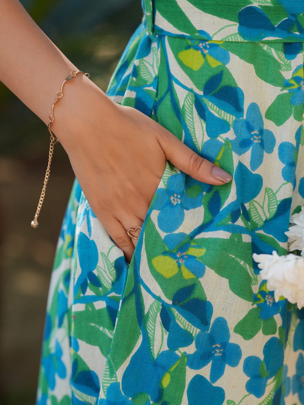 Janasya Bright Cotton Floral Fit & Flare Dress | Grocsy