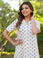 Janasya Light Cotton Floral Shirt Dress Dress | Grocsy