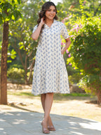 Janasya Light Cotton Floral Shirt Dress Dress | Grocsy