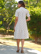 Janasya Light Cotton Floral Shirt Dress Dress | Grocsy