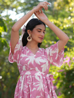 Janasya Light Cotton Floral Tiered Dress | Grocsy