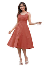 Janasya Dark Cotton Solid A-Line Dress | Grocsy