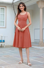 Janasya Dark Cotton Solid A-Line Dress | Grocsy