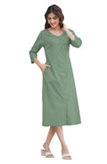 Janasya Light Cotton Solid Straight Dress | Grocsy
