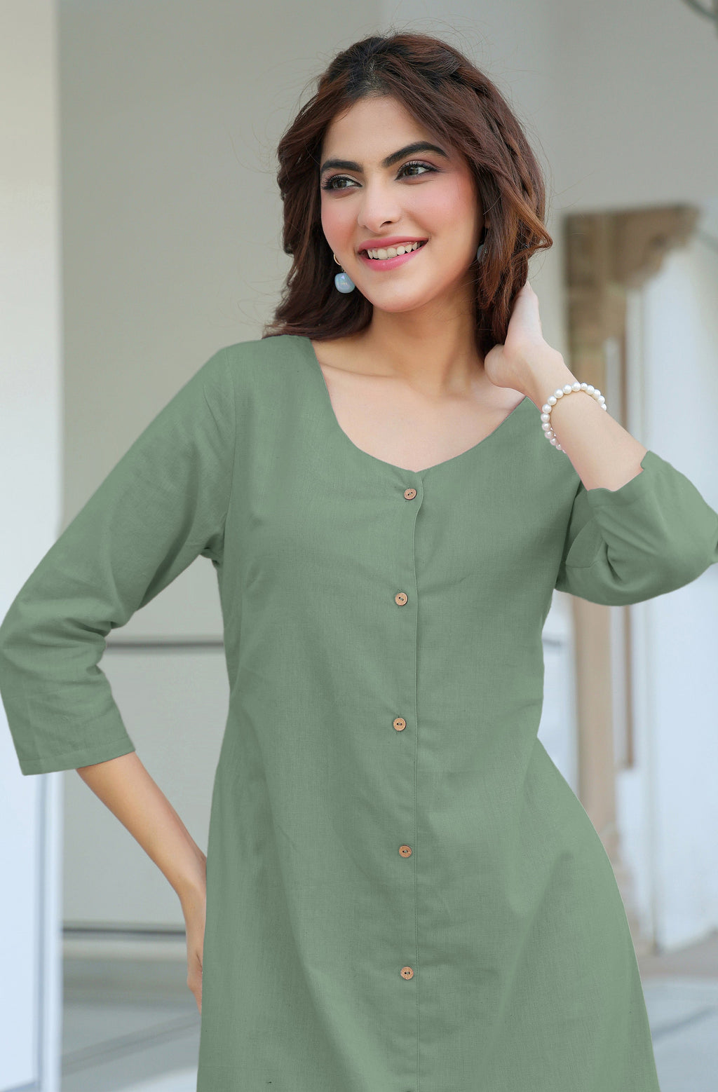 Janasya Light Cotton Solid Straight Dress | Grocsy