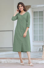 Janasya Light Cotton Solid Straight Dress | Grocsy