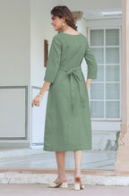 Janasya Light Cotton Solid Straight Dress | Grocsy