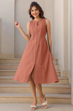 Janasya Dark Cotton Solid A-Line Dress | Grocsy