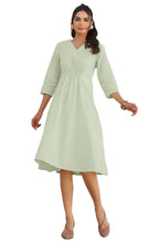 Janasya Light Cotton Solid A-Line Dress | Grocsy