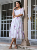 Janasya Light Georgette Floral Fit & Flare Dress | Grocsy