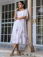 Janasya Light Georgette Floral Fit & Flare Dress | Grocsy