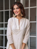 Janasya Light Cotton Schiffli A-Line Dress | Grocsy