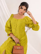 Janasya Dark Cotton Schiffli A-Line Dress | Grocsy