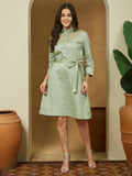 Janasya Light Cotton Yoke Design A-Line Dress | Grocsy