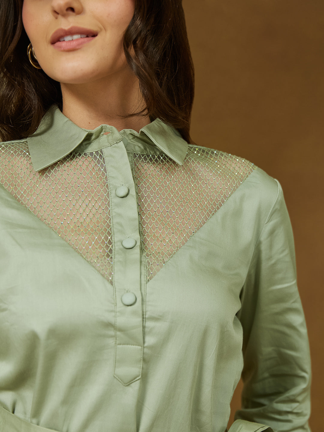Janasya Light Cotton Yoke Design A-Line Dress | Grocsy