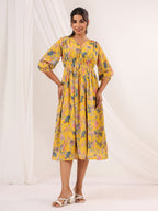Janasya Bright Georgette Floral A-Line Dress | Grocsy