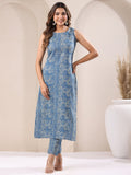 Janasya Light Cotton Chevron Straight Kurta Set | Grocsy