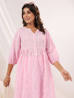 Janasya Light Cotton Embroidered A-Line Kurta Set | Grocsy