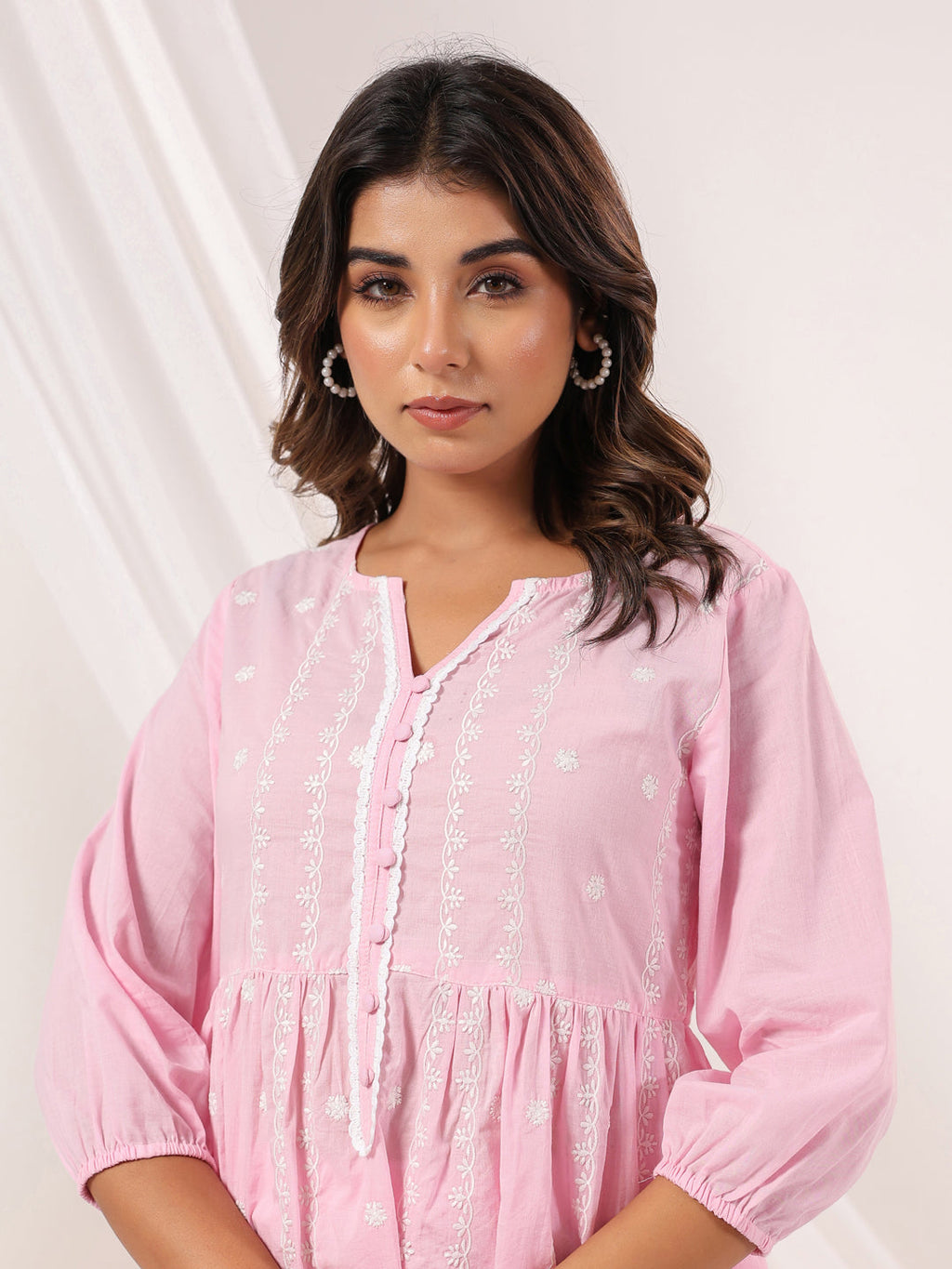 Janasya Light Cotton Embroidered A-Line Kurta Set | Grocsy