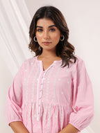Janasya Light Cotton Embroidered A-Line Kurta Set | Grocsy