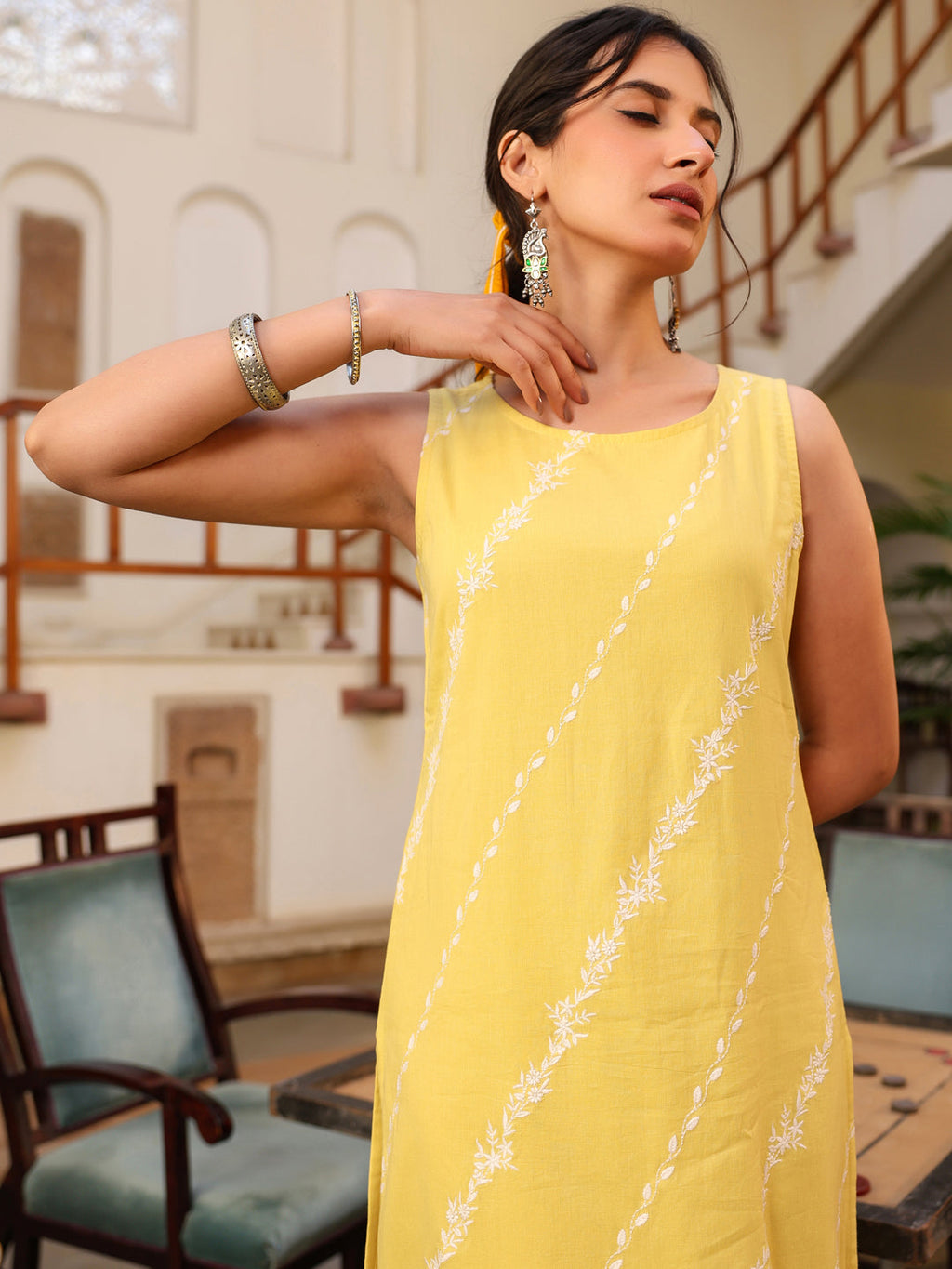 Janasya Light Cotton Embroidered Straight Kurta Set | Grocsy