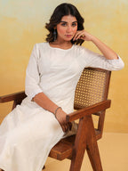 Janasya Light Cotton Embroidered Straight Kurta Set | Grocsy