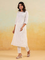 Janasya Light Cotton Embroidered Straight Kurta Set | Grocsy