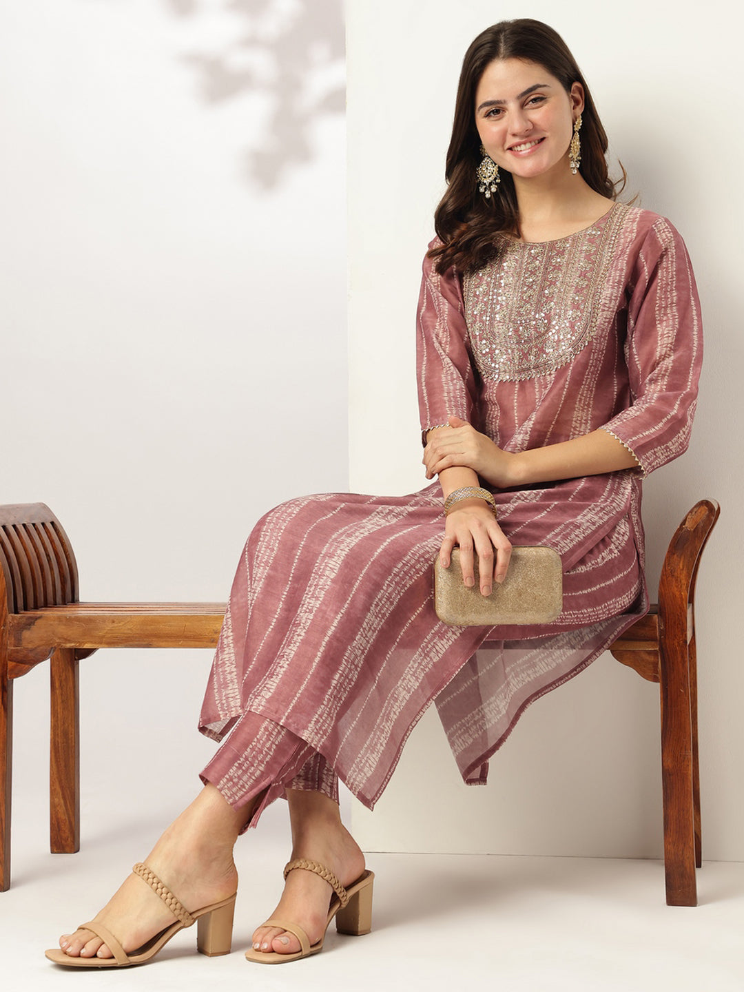 Janasya Dark Silk Blend Tie & dye Straight Kurta Set | Grocsy