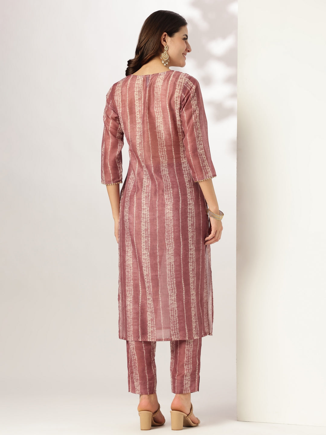 Janasya Dark Silk Blend Tie & dye Straight Kurta Set | Grocsy