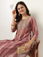 Janasya Dark Silk Blend Tie & dye Straight Kurta Set | Grocsy