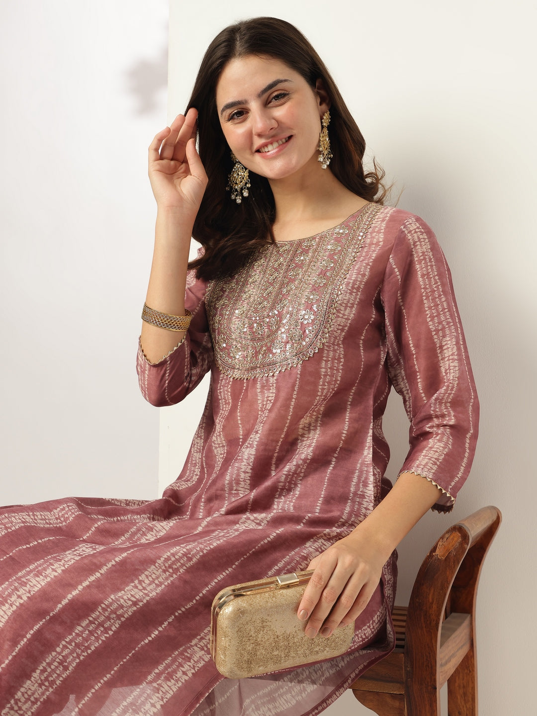 Janasya Dark Silk Blend Tie & dye Straight Kurta Set | Grocsy