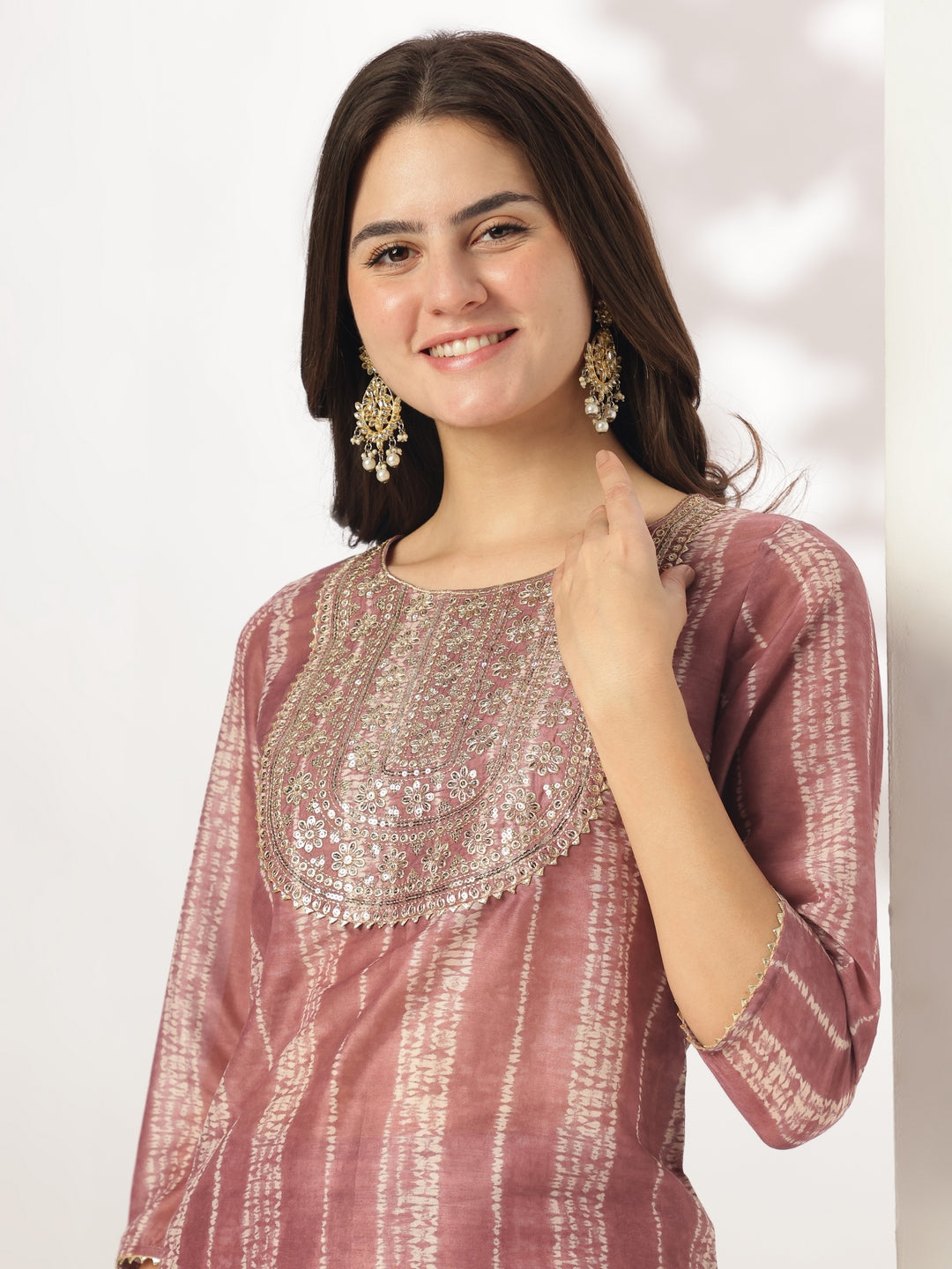 Janasya Dark Silk Blend Tie & dye Straight Kurta Set | Grocsy