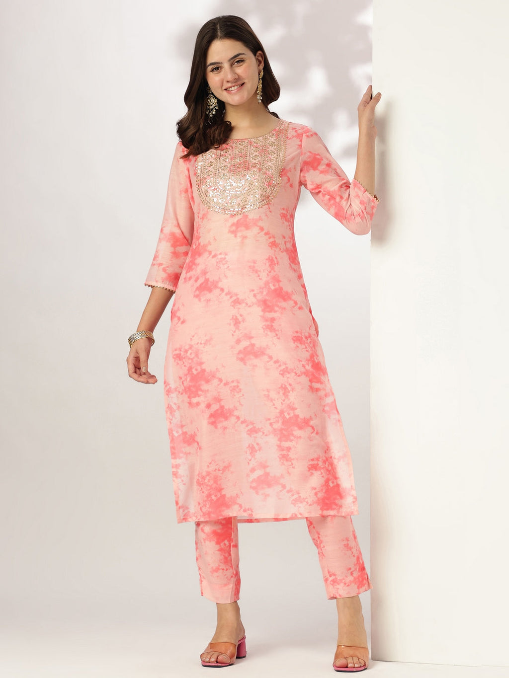 Janasya Light Silk Blend Tie & dye Straight Kurta Set | Grocsy