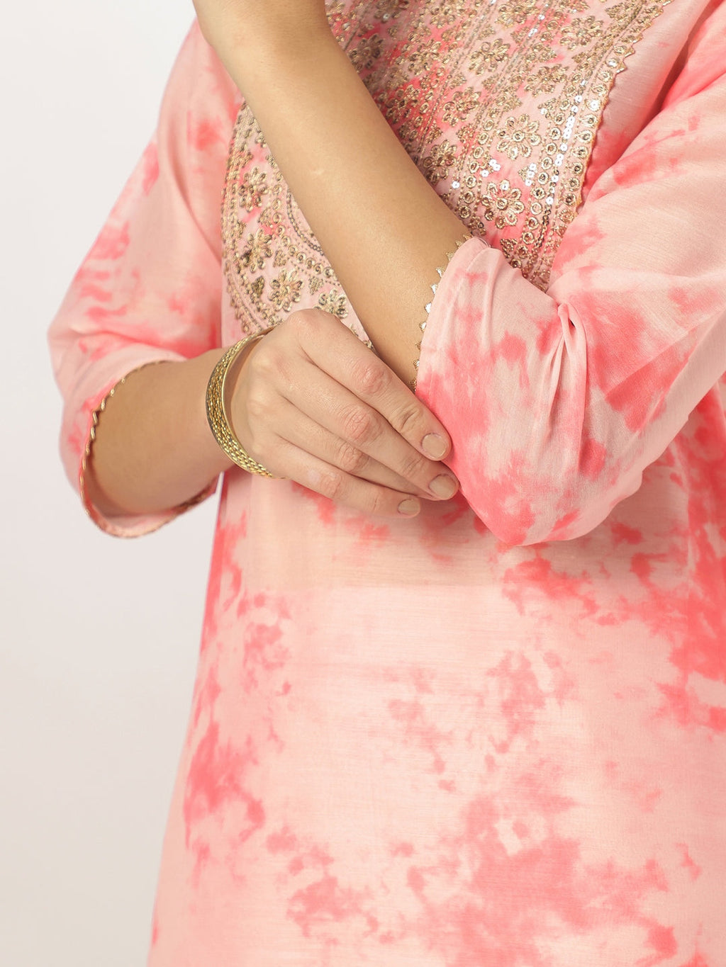 Janasya Light Silk Blend Tie & dye Straight Kurta Set | Grocsy
