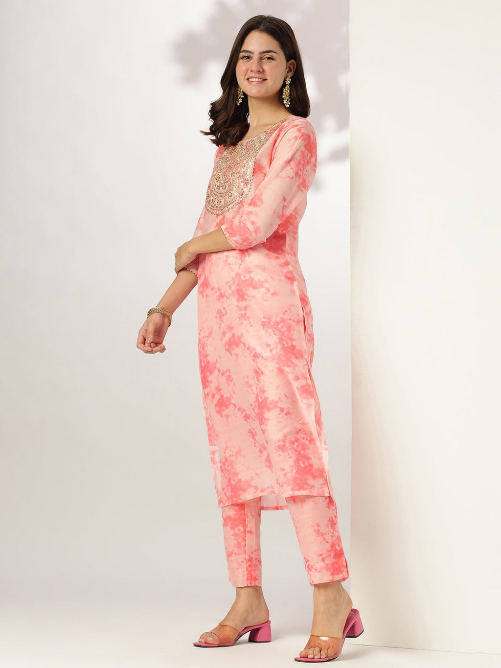 Janasya Light Silk Blend Tie & dye Straight Kurta Set | Grocsy