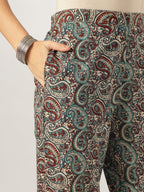 Janasya Dark Cotton Ethnic Motifs Straight Kurta Set | Grocsy